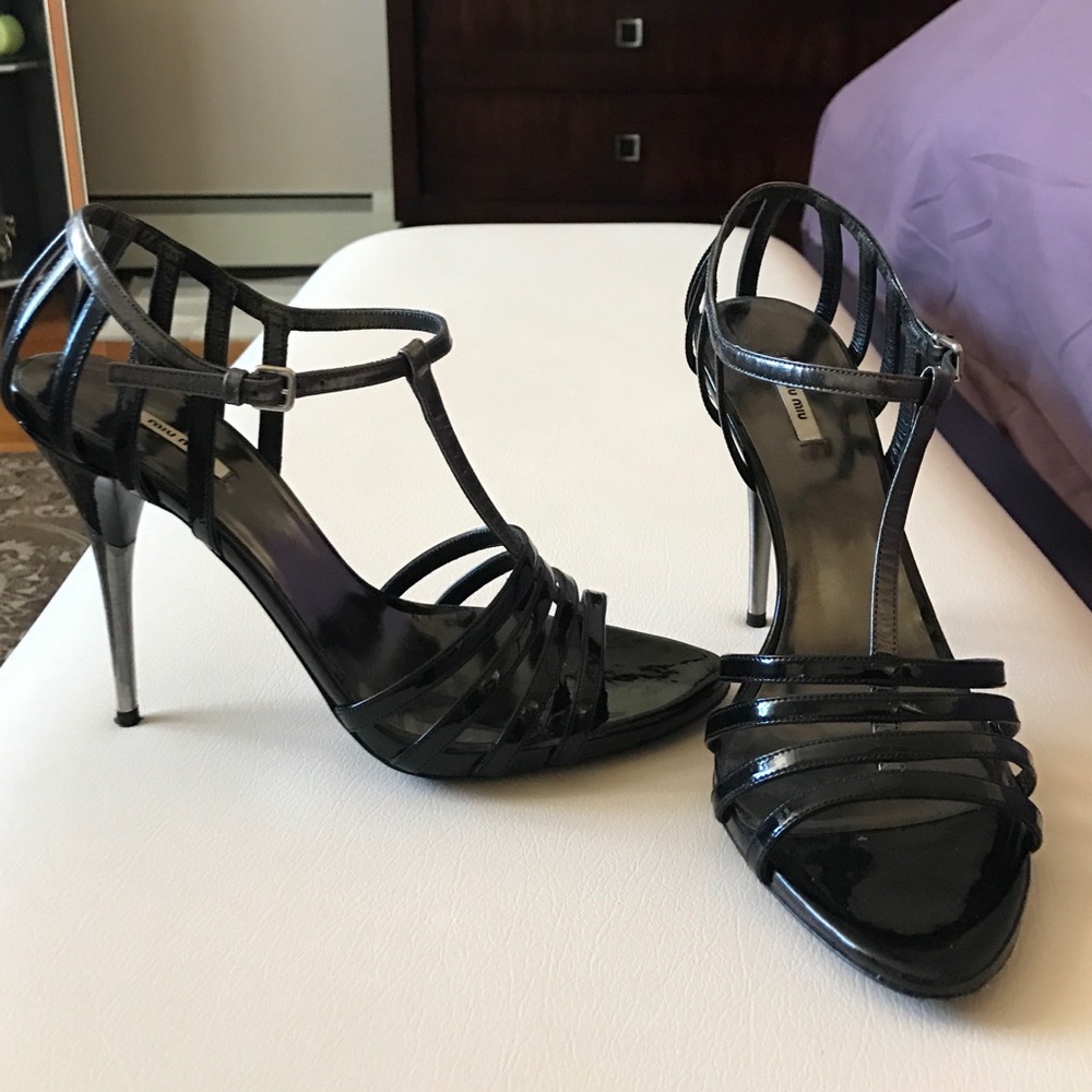 Miu Miu Black Strappy Sandals - Picture 2 of 5